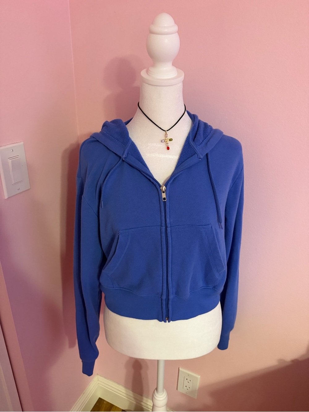 No Boundaries Royal Blue Cropped Zip Hoodie